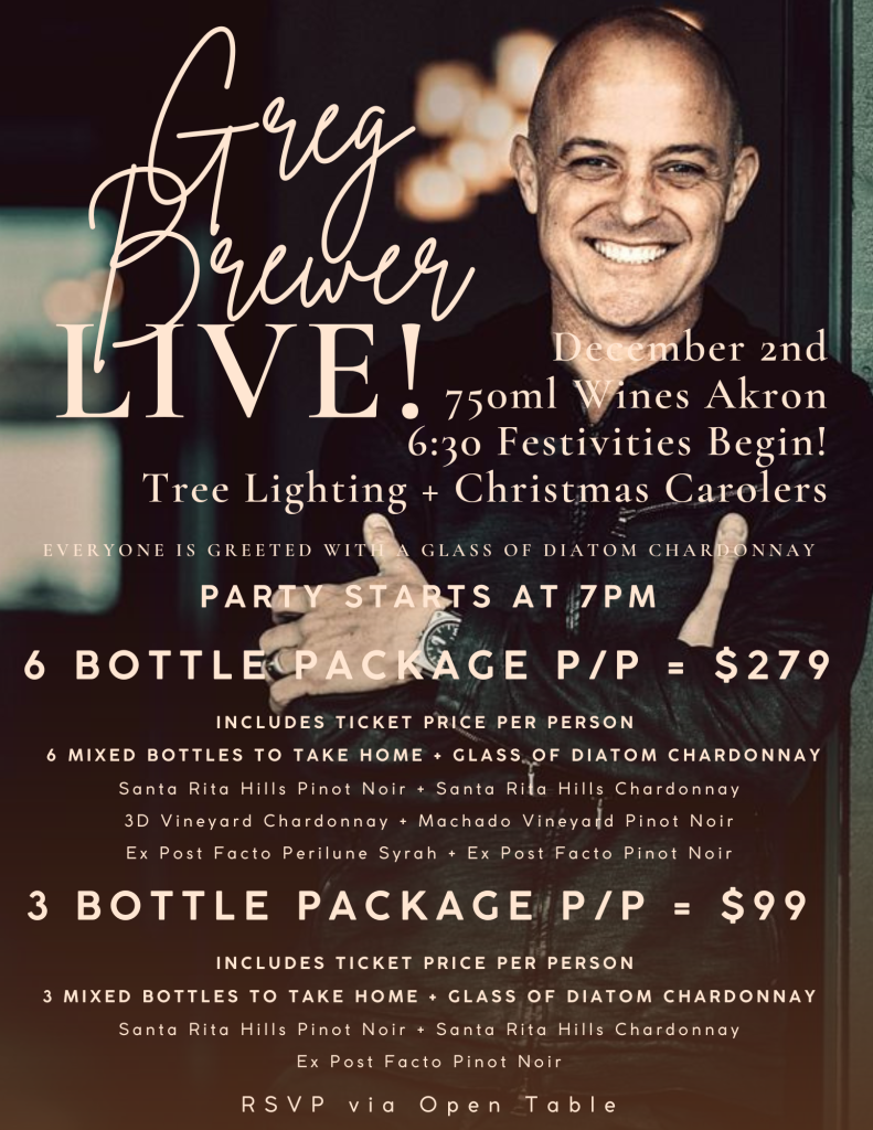 Updated Greg Brewer Wine Tasting Live at 750ML Wines Akron on December 2nd 2025